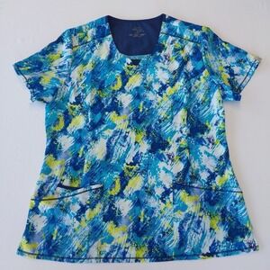 Women's Infinity Scrub Top Size Large‎ Blue Floral